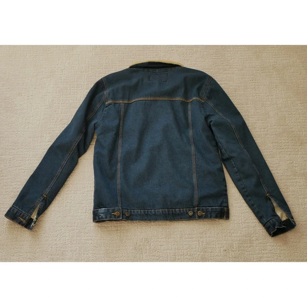 Soul Star Mens Blue Denim Trucker Jacket Sherpa Borg Collar MJ MINK ASOS Medium